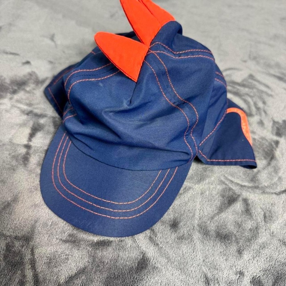Kids Navy Blue Dinosaur Legionnaire Sun Hat with Neck Flap and 3D Spikes